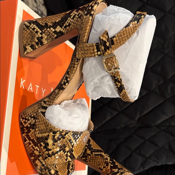 Katy Perry Collections Brown Snake Print Heels - Picture 3 of 3